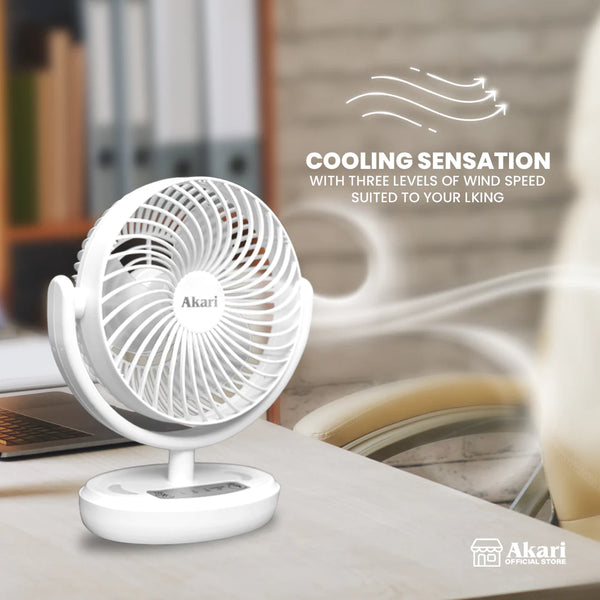 Akari B1G1 : 6” Rechargeable Deskfan w/ LED (ARF-606) + Akari 4" Handy Fan (ARF-5041)