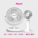 Akari B1G1 : 6” Rechargeable Deskfan w/ LED (ARF-606) + Akari 4" Handy Fan (ARF-5041)