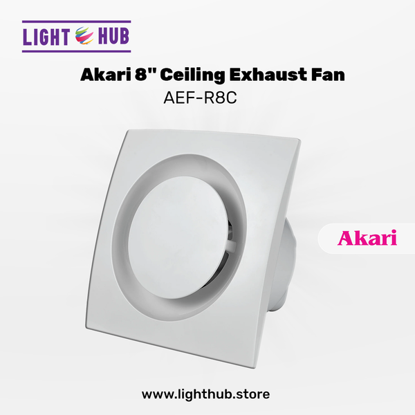 Akari 8" Ceiling Exhaust Fan - Square White (AEF-R8C)