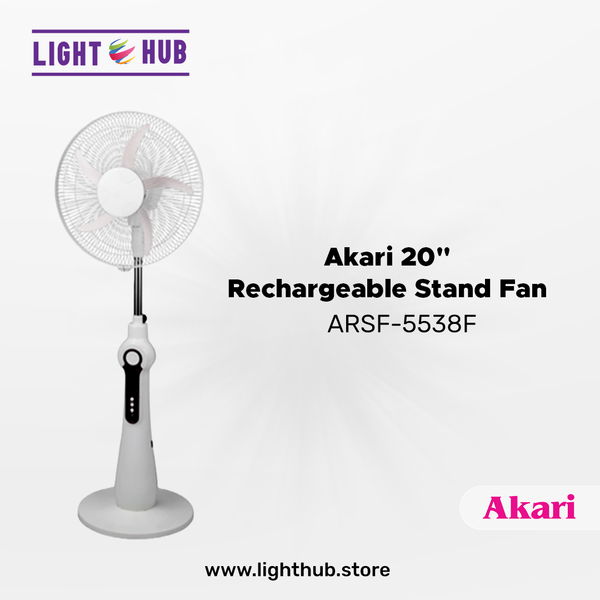 Akari 20" Rechargeable Stand Fan 40W (ARSF-5538F)