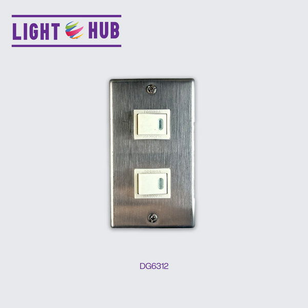 TOSHIBA: 2 GANG SWITCH/METAL PLATE