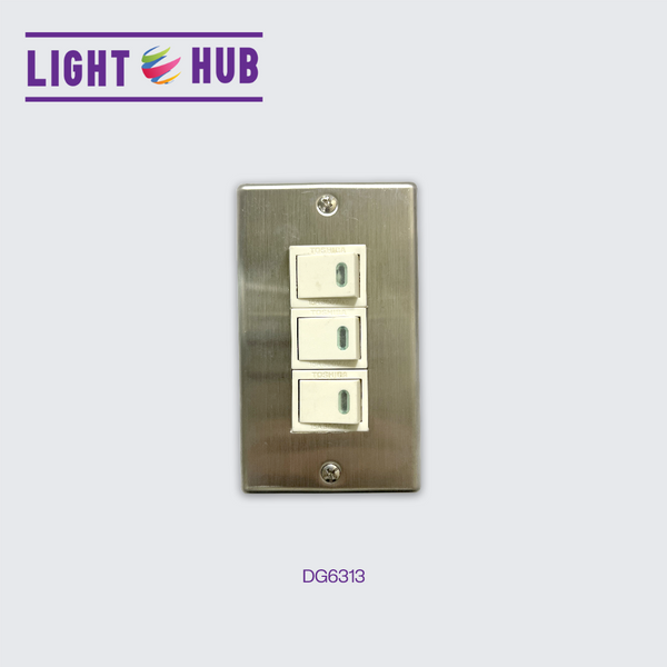 TOSHIBA: 3 GANG SWITCH/METAL PLATE