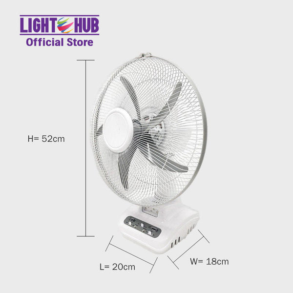 Akari 14" Rechargeable Oscillating Fan with LED Night Light (ARF-5314F)