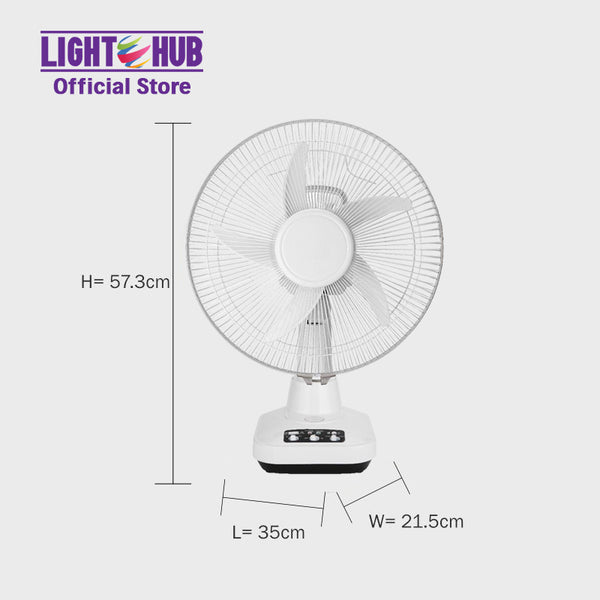 Akari 12'' Rechargeable Oscillating Fan with LED Night Light (ARF-5313F)