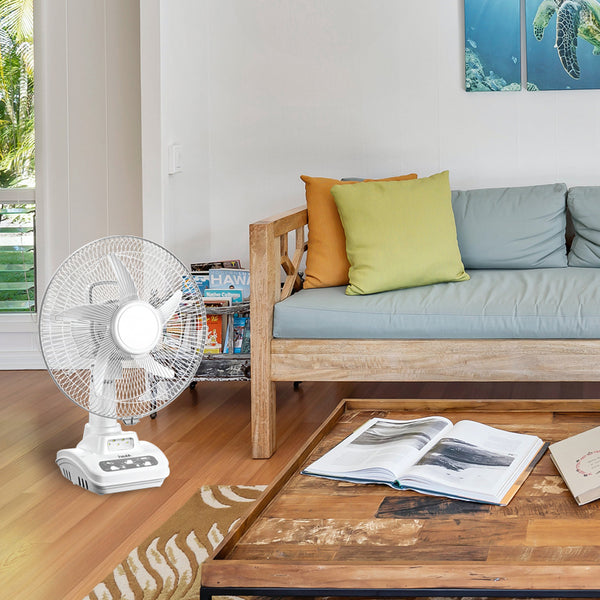 Akari 14" Rechargeable Oscillating Fan with LED Night Light (ARF-5314F)