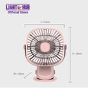 Akari 4" Rechargeable Square Clip Fan with LED Pink (AJF-5519P)