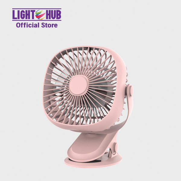 Akari 4" Rechargeable Square Clip Fan with LED Pink (AJF-5519P)
