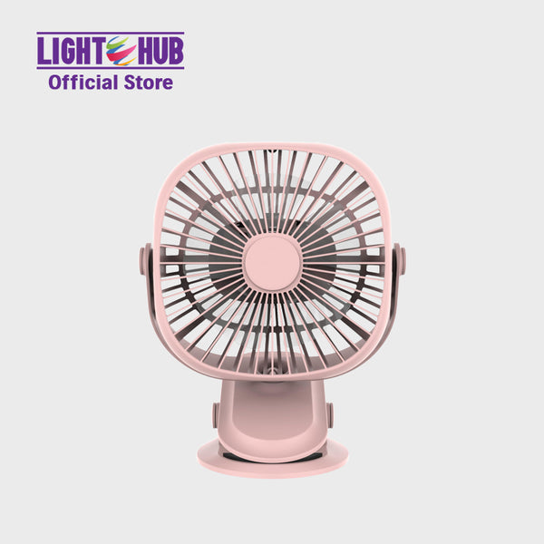 Akari 4" Rechargeable Square Clip Fan with LED Pink (AJF-5519P)