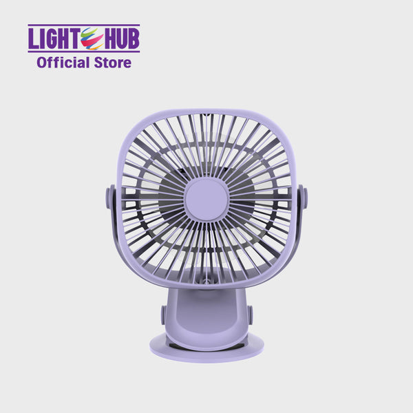 Akari 4" Rechargeable Square Clip Fan with LED Purple (AJF-5519PU)