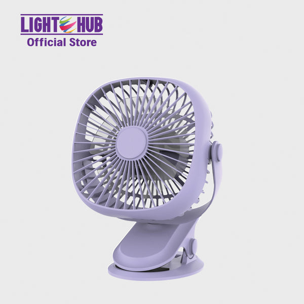Akari 4" Rechargeable Square Clip Fan with LED Purple (AJF-5519PU)