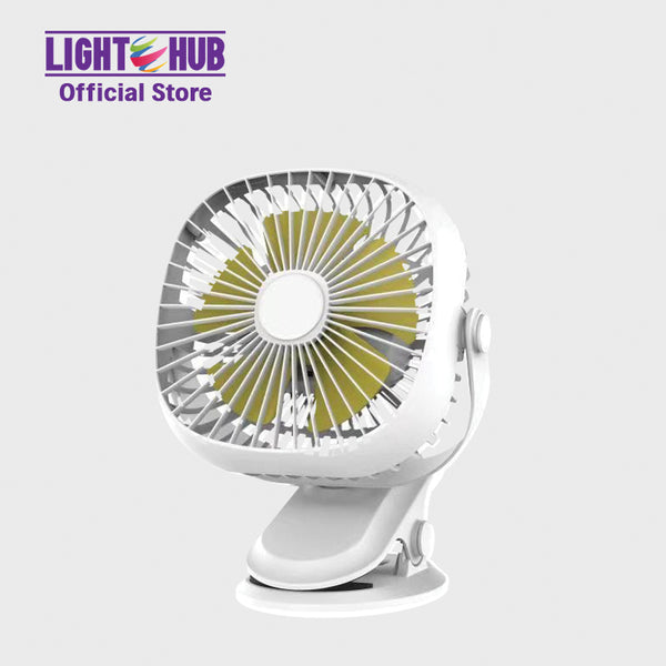 Akari 4" Rechargeable Square Clip Fan with LED White (AJF-5519W)