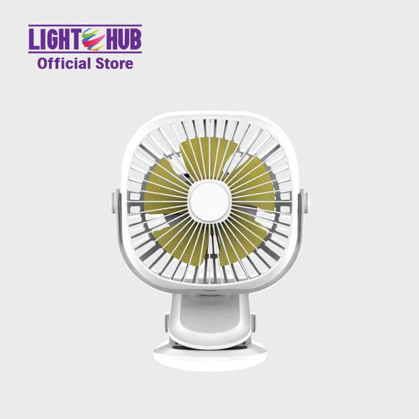 Akari 4" Rechargeable Square Clip Fan with LED White (AJF-5519W)