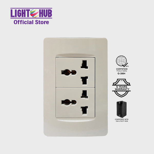 Akari 2 Gang Multi-Purpose Outlet White (AWD-Z8204)