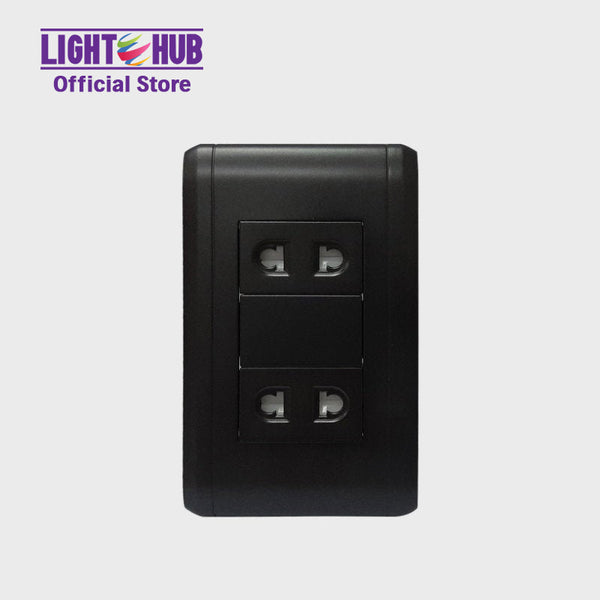 Akari 2 Gang Universal Socket Black (AWD2GUV (B))