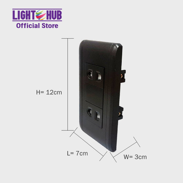 Akari 2 Gang Universal Socket Black (AWD2GUV (B))