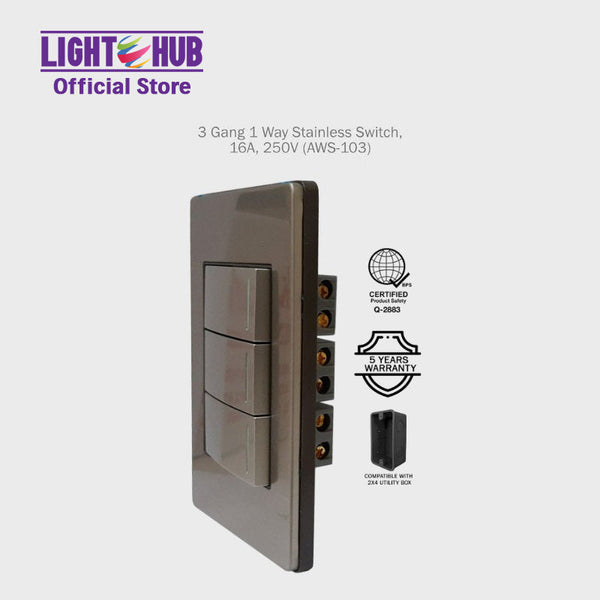 Akari 3 Gang 1 Way Switch (AWS-103)