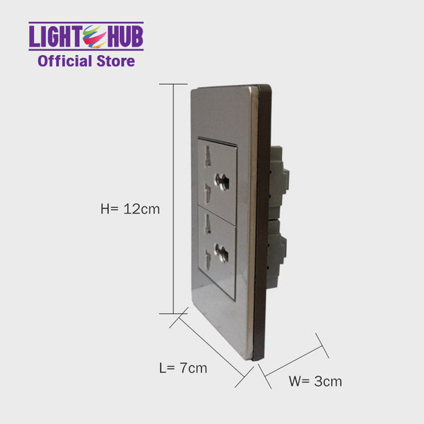 Akari Double Multipurpose Outlet Silver  (AWS-204)