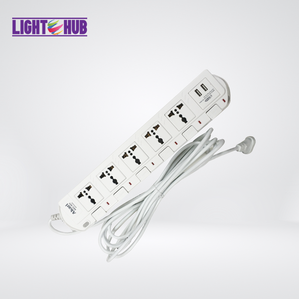 Akari 5 Gang Extension Cord with USB Port (AEC-923)