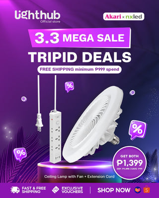 Akari Extension Cord + Nxled Ceiling Lamp with Fan