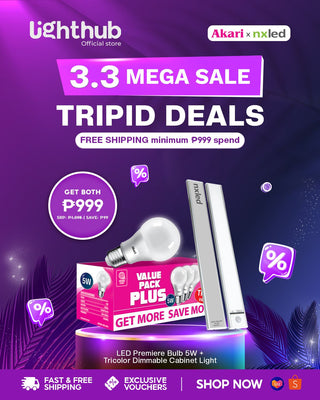 Akari LED 5W Bulb Value Pack  x 4 + Nxled Tricolor Dimmable Cabinet Light x1