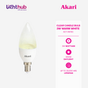 CLEARANCE SALE: 6 FOR P100 Akari Clear Candle Bulb 3 Watts - Warm White (ACT-3W14C)