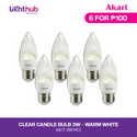 CLEARANCE SALE: 6 FOR P100 Akari Clear Candle Bulb 3 Watts - Warm White (ACT-3W14C)