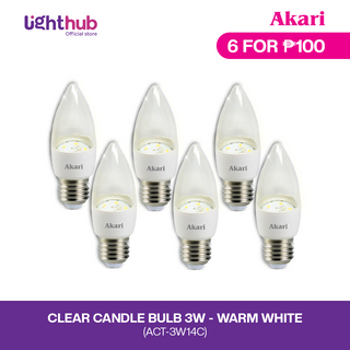 CLEARANCE SALE: 6 FOR P100 Akari Clear Candle Bulb 3 Watts - Warm White (ACT-3W14C)