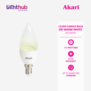 CLEARANCE SALE: 6 FOR P100 Akari Clear Candle Bulb 3 Watts - Warm White (ACT-3W14C)