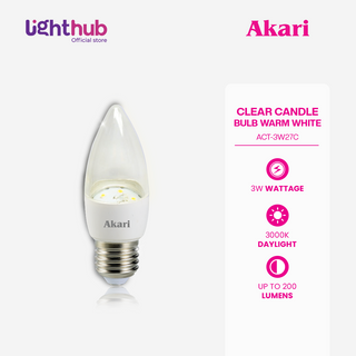 Akari Clear Candle Bulb 3W - Daylight (ACT-3D27C)