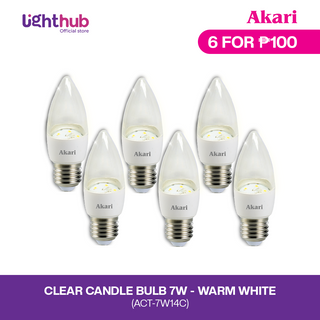 CLEARANCE SALE: 6 FOR P100 Akari Clear Candle Bulb 7W - Warm White (ACT-7W14C)