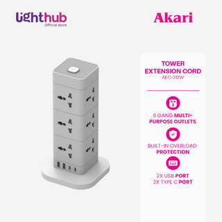 Akari Tower Extension Cord (AEC-312) White and Black