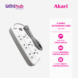 CLEARANCE SALE: Akari 6" Gang Extension Cord with Switch 3m 2500W White (AEC-918)