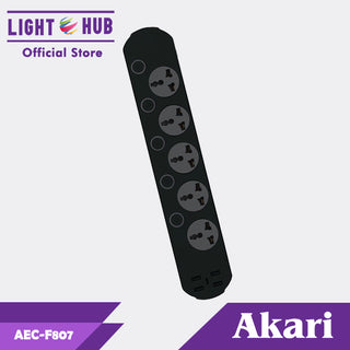 Akari 5 Gang Extension Cord with Surge Protection and Overload protection with Individual Switch (AEC-F807)