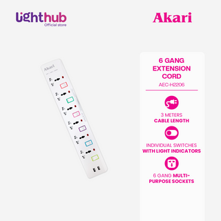 Akari 6 Gang USB Extension Cord (AEC-H2206)