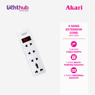 Akari 4 Gang Extension Cord 3 Meters (1 multipurpose socket and 3 universal sockets) AEC-H224