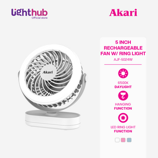 Akari 5" Rechargeable Fan w/ Ring Light (AJF-5024)