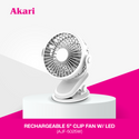 Akari 5" Rechargeable Clip Fan w/ LED (AJF-5025)