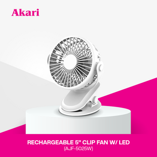 Akari 5" Rechargeable Clip Fan w/ LED (AJF-5025)