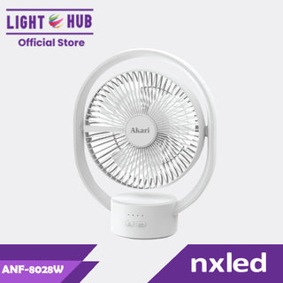 Akari 8" Rechargeable Elliptical Fan w/ LED (ARF-8028W)