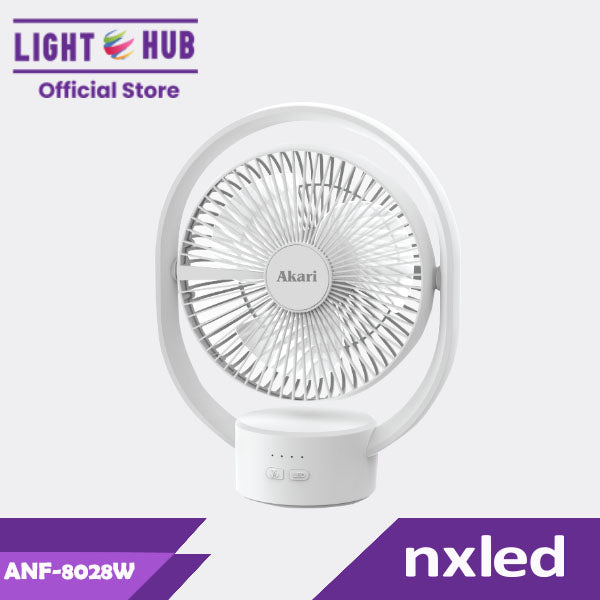 Akari 8" Rechargeable Elliptical Fan w/ LED (ARF-8028W)