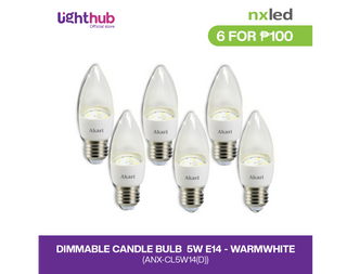 CLEARANCE SALE: 6 FOR P100 NxLed Dimmable Candle Bulb 5W – 3000K Warm White (E14 Base) ANX-CL5W14(D)