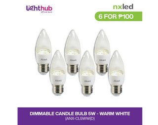 CLEARANCE SALE: 6 FOR P100 NxLed Dimmable Candle Bulb 5W – 3000K Warm White (E14 Base) ANX-CL5WW(D)