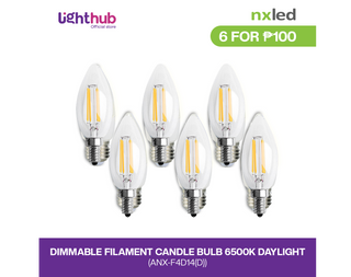 CLEARANCE SALE: 6 FOR P100 Nxled Dimmable Filament Candle Bulb Daylight (ANX-F4D14(D))