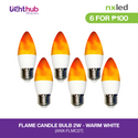 CLEARANCE SALE: 6 FOR P100 Nxled Flame Bulb - Warm White 2W (ANX-FLMC27)