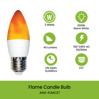 Nxled Flame Bulb - Warm White 2W (ANX-FLMC27)