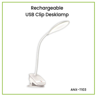 CLEARANCE SALE: NxLed Rechargeable USB Clip Desk Lamp Daylight 4W (ANX-T103)