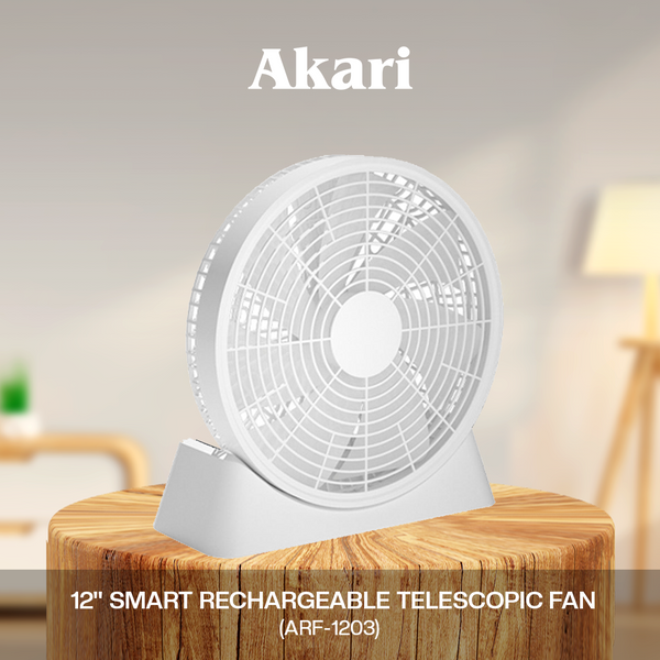 CLEARANCE SALE: Akari 12" Smart Rechargeable Telescopic Fan (ARF-1203W)