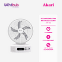 CLEARANCE SALE: Akari 12" Rechargeable Fan with LED (ARF-312)
