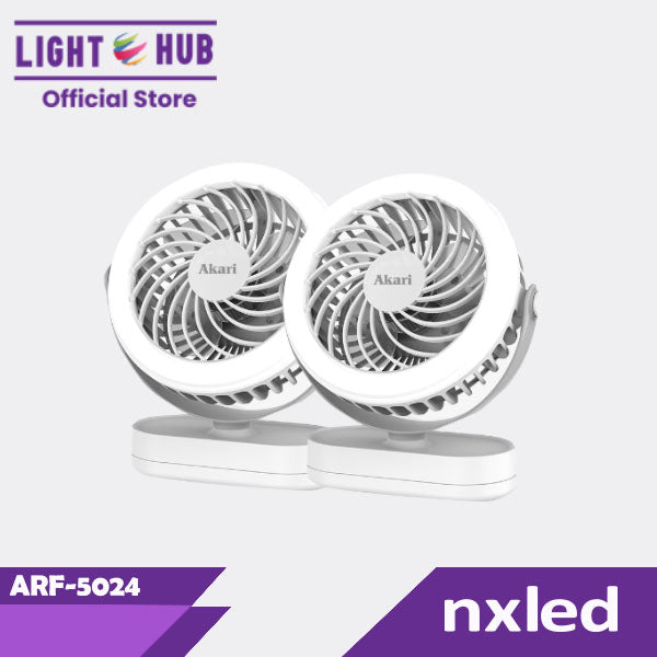 Akari B1T1 : 5" Rechargeable Fan w/ Ring Light (AJF-5024)