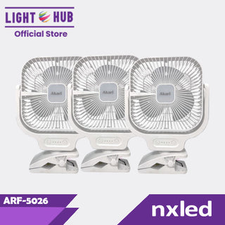 Akari TRIO BUNDLE : Akari 6" Rechargeable Clip Fan with Led Night Light (ARF-5026)